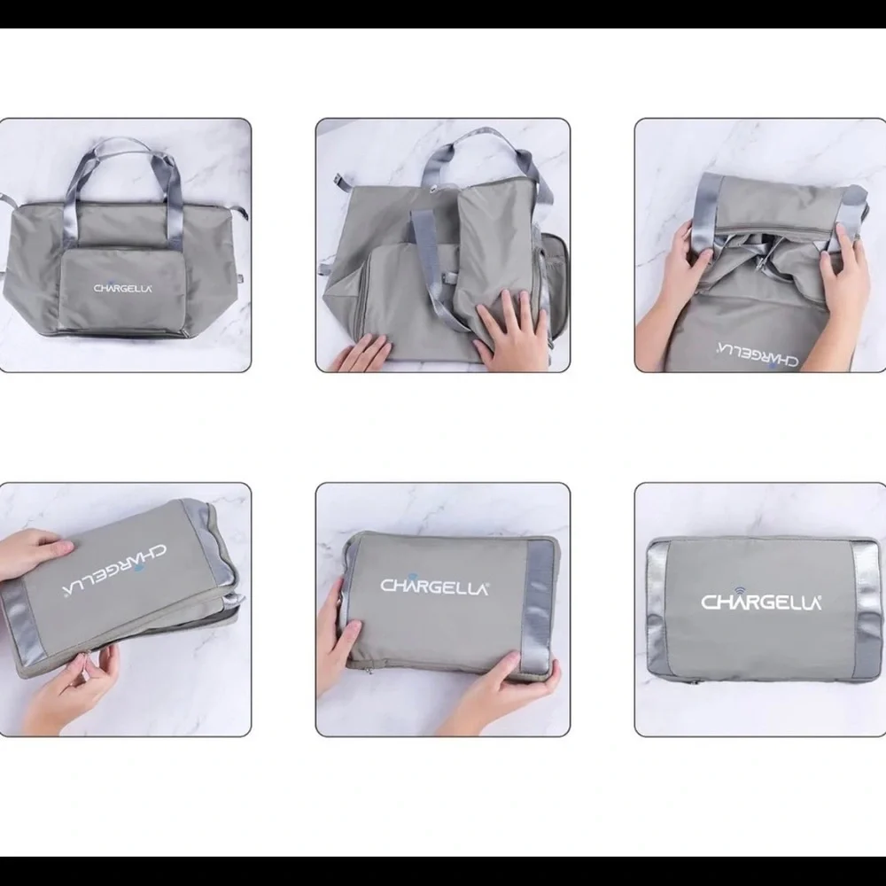 Chargella Large Folding Duffel Tote Bag Shoulder Luggage Handbag Charging Port